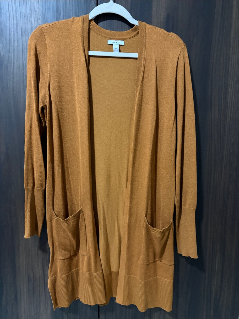 Theory Open-Front Longline Cardigan - Rust Brown M